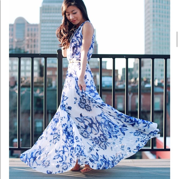 Eliza J | Dresses | Eliza J Pleated Floral Chiffon Maxi Dress | Poshmark